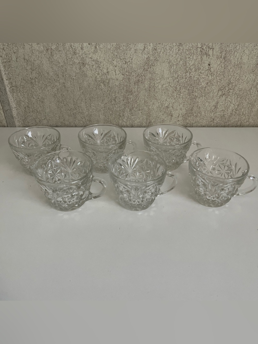 Vintage Anchor Hocking Arlington Glass Cups Set of 6 starburst